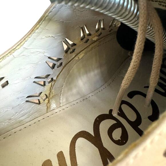 Sam Edelman Womens Jayna Oxfords Beige Studded Leather Lace Up Cap Toe Flat 7.5M - Picture 10 of 12